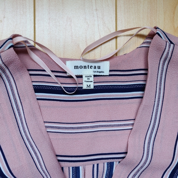 Monteau Wrap Style Stripe Spring Summer Cute Dress - Picture 5 of 8